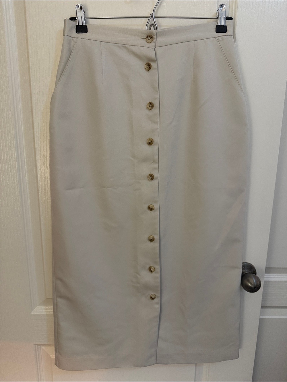 Talbots Cream Center-Button Pencil Skirt
